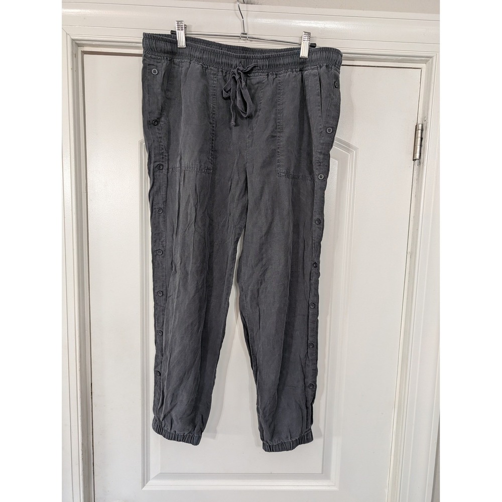 Cloth & Stone Anthropologie Gray‎ Tencel Snap Button Jogger Pants medium boho